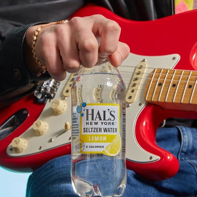 Hal's New York Seltzer Carbonated Lemon Flavored Sparkling Water, Zero Sugar, Zero Calorie, Zero Carbs, 20 Fl Oz (Pack of 24)