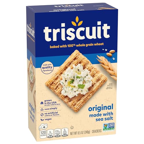 Triscuit Original Whole Grain Wheat Crackers, Vegan Crackers, Healthy Snacks, Bulk Lunch Snacks, 12 - 8.5 oz Boxes