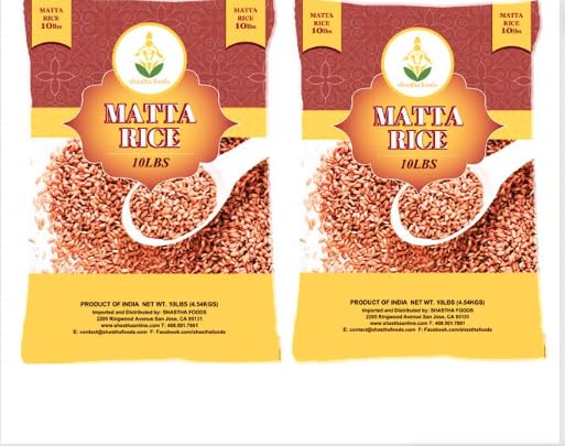 Shastha Matta Rice/Rose Matta Rice - 10 Lbs (Pack of 2) 10 Lbs x 2 Bags (Total 20 Lbs) T-L