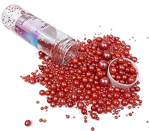 Christmas Sprinkles Edible Pearl Sugar Red Candy 120g/ 4.2oz Baking for Cake Decorations Cupcake Toppers Cookie Decorating Ice C
