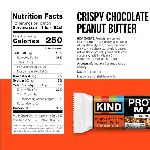 KIND Protein MAX Variety Pack  4 Flavors  High Protein Keto Snack Bars  20g Protein  Low Sugar (0g Added)  Gluten Free  12 Bars
