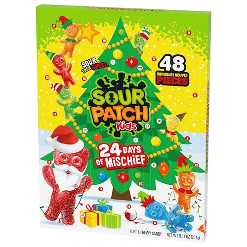 SOUR PATCH KIDS Big Kids Soft & Chewy Candy Holiday Advent Calendar  24 Days (48 Pieces of Candy)