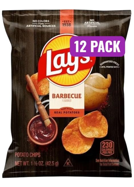 Barbecue Flavored Potato Chips, 1.5 oz Bags, Pack of 12, Bundled by Shoppyway