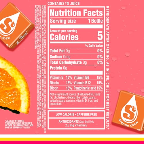 Sparkling Ice STARBURST Orange, Zero Sugar Flavored Sparkling Water, with Vitamins and Antioxidants, Low Calorie Beverage, 17 fl