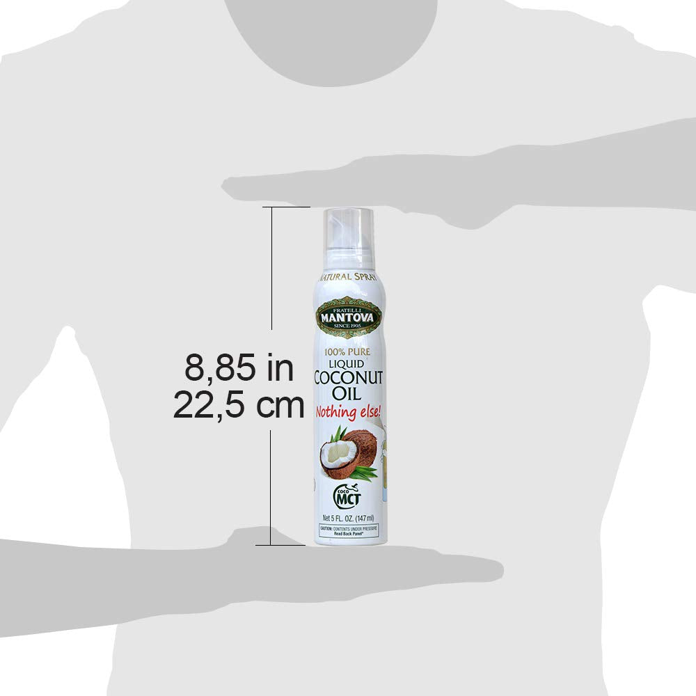 Mantova Coconut Oil, 100% Pure Cooking Oil Spray, perfect for healthy Keto snacks, baking, grilling, seasoning, or cooking, our