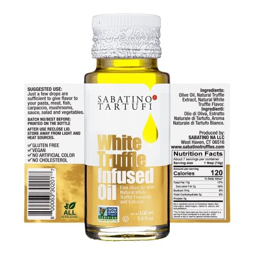 Sabatino Tartufi White Truffle Infused Olive Oil - All Natural, Made From White Truffles, Vegan, Vegetarian, Kosher, Non-Gmo Pro