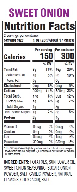 Hal'S New York Kettle Cooked Gluten Free Sweet Onion Flavored Potato Chip Crisps, 2 Oz (Pack Of 24)