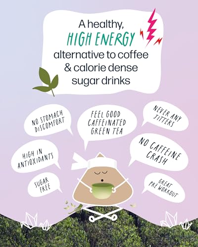 High Caffeine Tea (155 Mg) - Kubo Tea: Organic Tropical Green Tea Bags For Clean Energy & Focus | Healthy Coffee Substitute | Refreshing Caffeine Blend | 20 Ct | Compostable Packaging