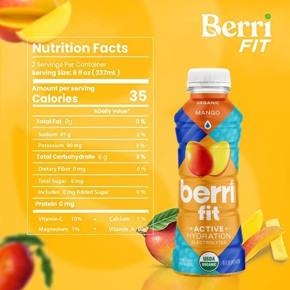 Berri Pro Mango Plant-Based Fitness Beverage - Case Of 12 - 16 Oz(D0102H774Ju.)