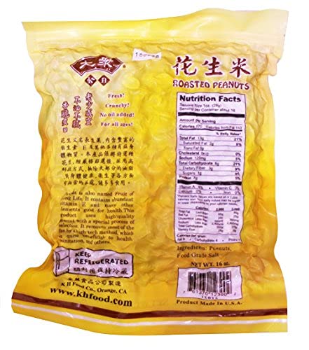 Kh Asian Style Roasted Peanuts  100% Natural (Pack Of 2 16Oz Vacuum Sealed Bags)