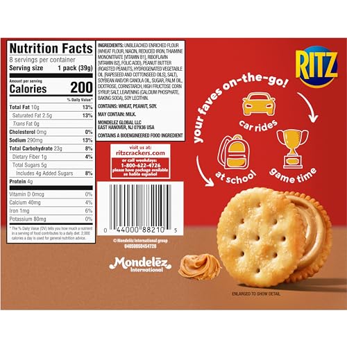 Ritz Peanut Butter Sandwich Crackers, 112 Snack Packs (14 Boxes, 6 Crackers Per Pack)