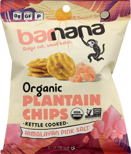 Barnana Organic Plantain Chips, Himalayan Pink Salt, 2 Ounce