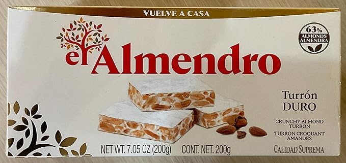 El Almendro Crunchy Almond Turron (Turron Duro) 7.05 Oz (Pack of 4)
