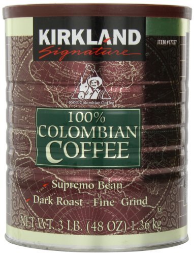 Signature 100 Percent Colombian Coffee Supremo Bean Dark Roast-Fine Grind  3 Pound (Pack Of 6)