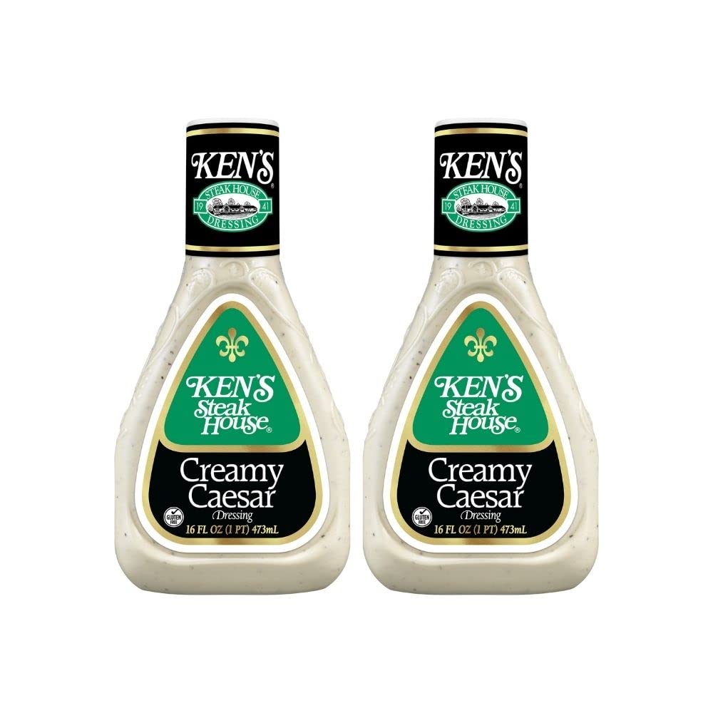 Kens Steakhouse Dressing, Creamy Caesar Dressing, Gluten Free Dressing For Salads Or Spreads, 16 Fl Oz Bottle (Pack Of 2)