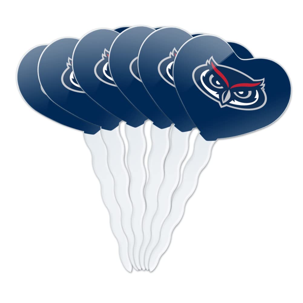 GRAPHICS & MORE Cupcake Picks Set of 6, Acrylic, Florida Atlantic University, One Size, Heart Decoration