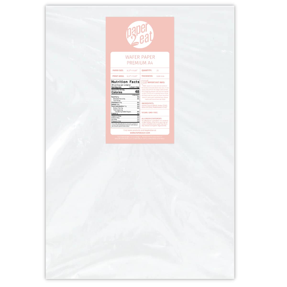 Printable Edible Wafer Paper Sheets From Paper2Eat (Top-Grade (0.60 Mm - 25 Sheets))