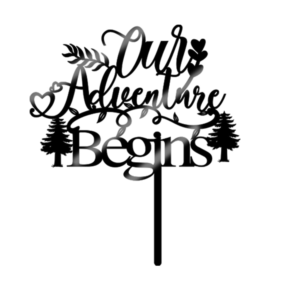 Qertesl Best Adventure Yet Cake Topper - Wedding & Travel Cake Decors, Rustic Adventure Awaits Party Decoration Supplies