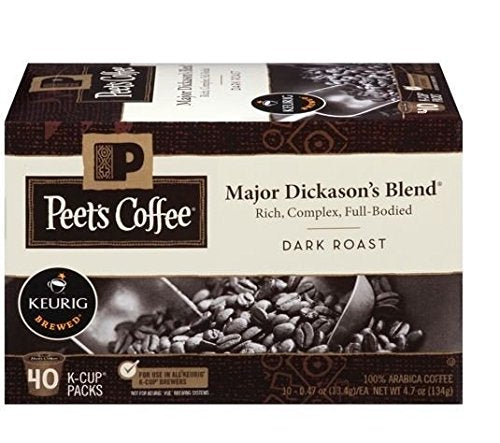 Peets Coffee Major Dickason Blend Single Cup Coffee, 40 Count for Keurig K-Cup malt-inspired