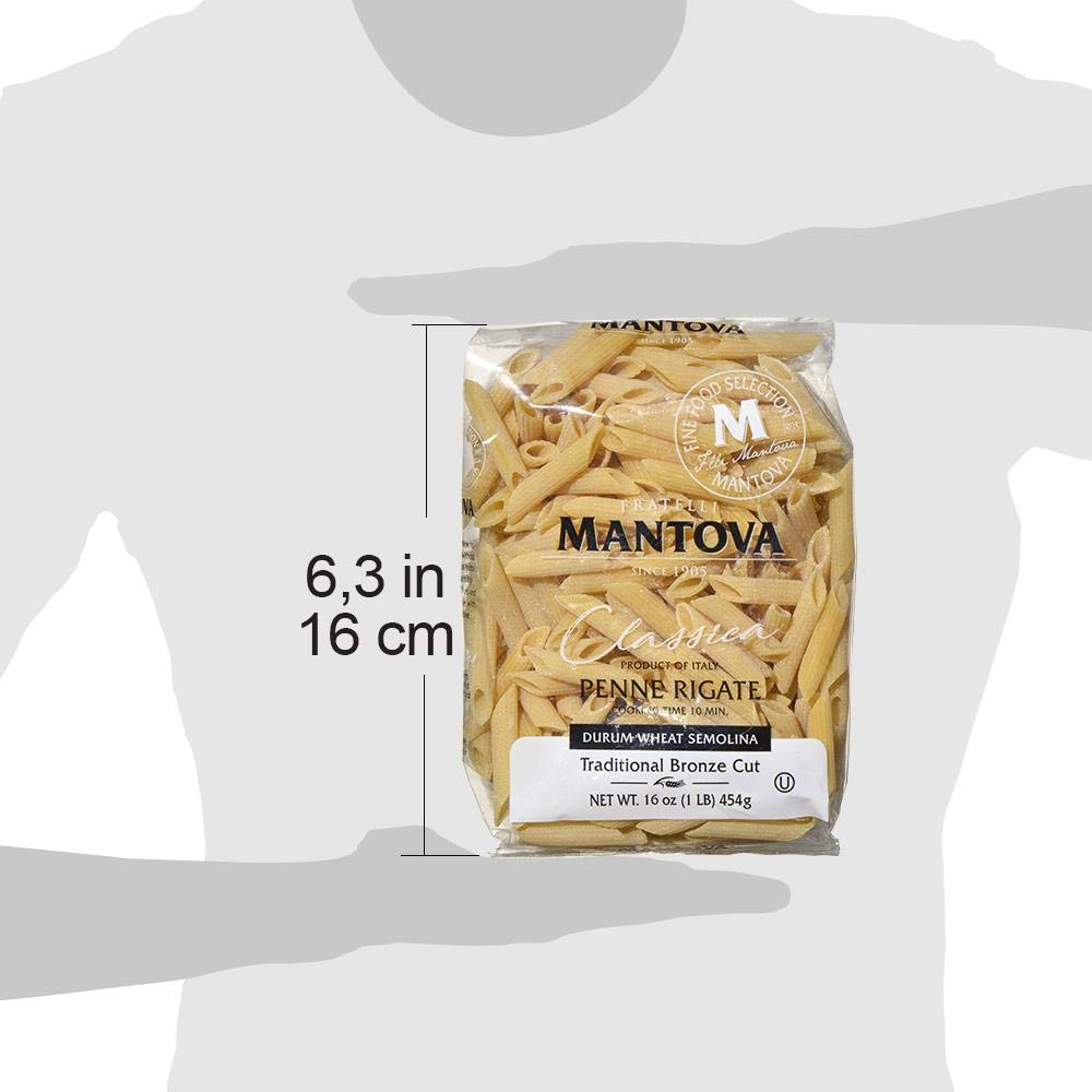 Mantova Italian Bronze Die Penne Rigate Pasta - 100% Durum Wheat Semolina Bronze Die Penne Rigate - - Product Of Italy 16 Oz (Pa