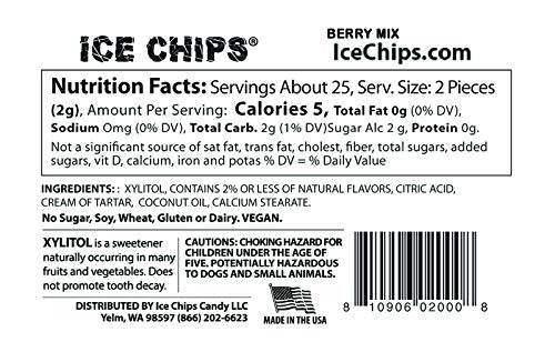 Ice Chips Xylitol Candy 6 Tins (Fruity Pack); Low Carb, Gluten Free - Includes Ice Chips Band As Shown