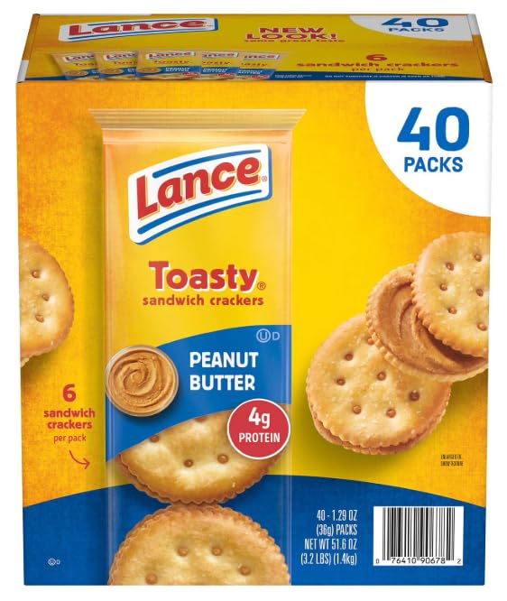 Lance Toasty Peanut Butter Sandwich Crackers, 1.29 oz., 40 pk.