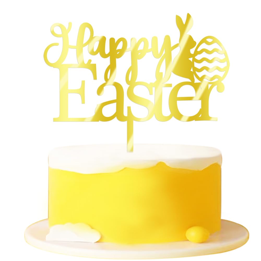 Fmiyuneea Happy Easter Cake Topper-Glitter For Easter Day Bunny Theme Party Baby ShowerHappy Birthday Party Decorations Suppli
