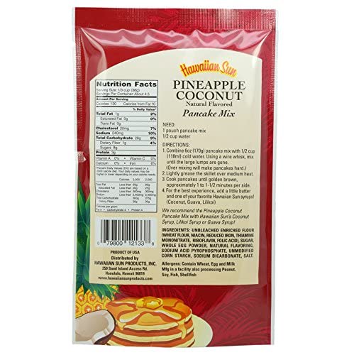 Hawaiian Sun Pineapple Coconut Pancake Mix 6-Ounce (Pack Of 3)