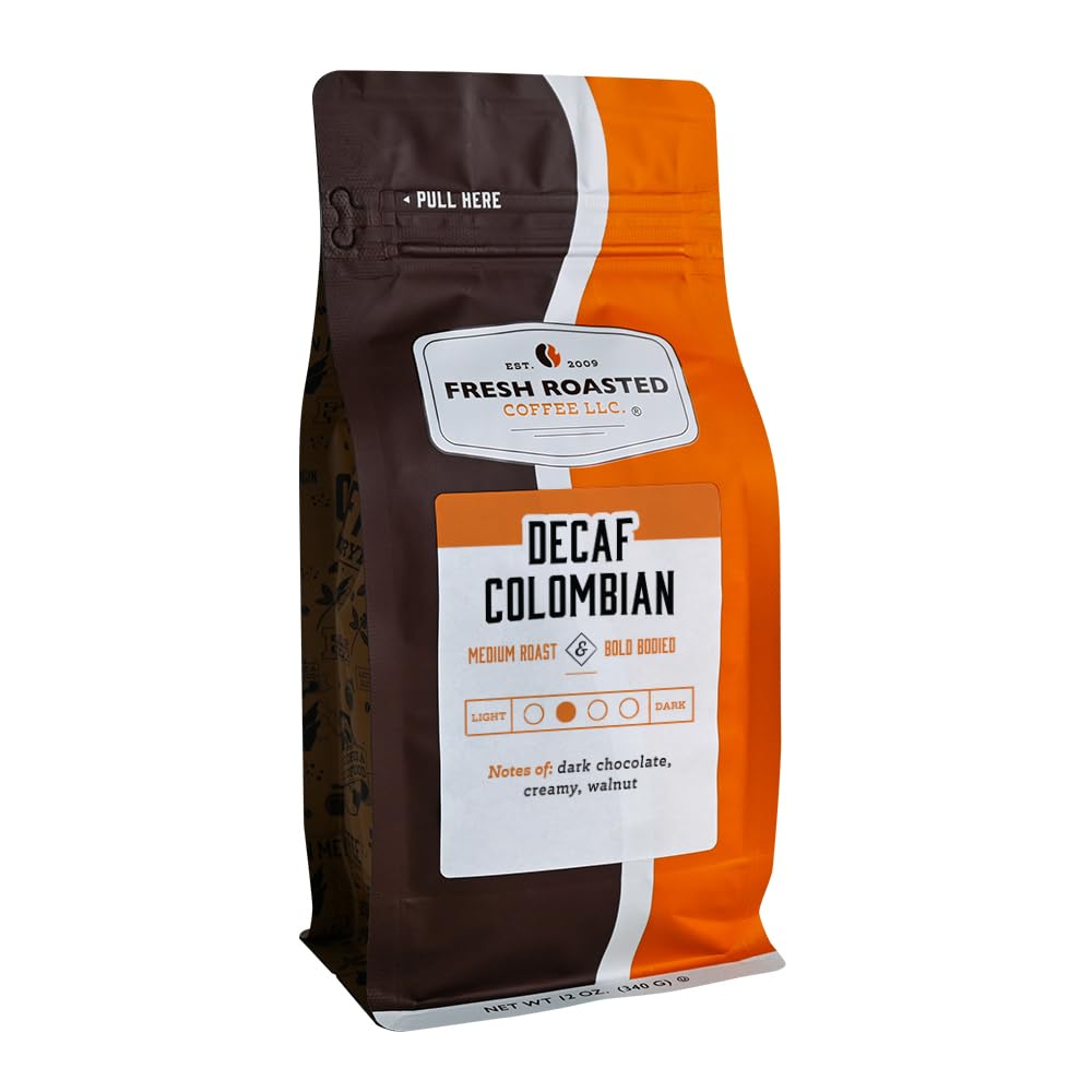 Fresh Roasted Coffee Decaf Colombian Whole Bean Medium Roast 12 oz Kosher