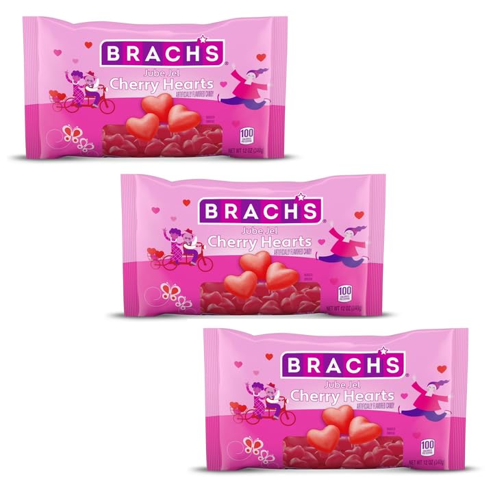 Brachs Jube Jel Cherry Hearts - Pack Of 3 - Classic And Delicious ValentineS Candy - Perfect For Sharing With Friends And Family