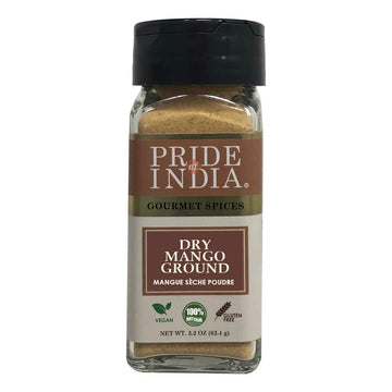 Pride of India | Dry Mango Powder 2.2 oz (62.36 gm) Small Dual Sifter Bottle | Amchur for Flavor and Taste | Gourmet Indian Spic