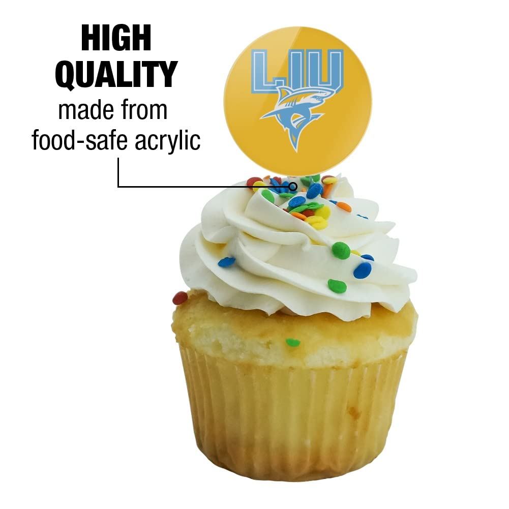 Long Island University Secondary Logo Cupcake Picks Toppers Decoration Set Of 6