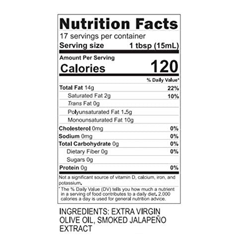 Blazing Bella Smoky Jalapeno Infused Extra Virgin Olive Oil, 8.45 Fl Oz, Pack of 1