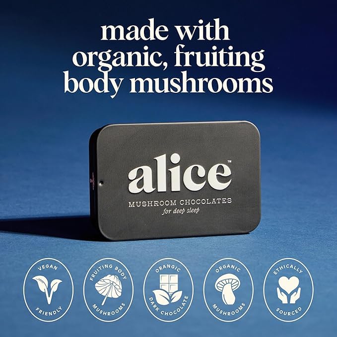 Alice Nightcap 2-Pack Functional Mushroom Chocolates, Supports Deep Sleep, Cream, 3.68 inches