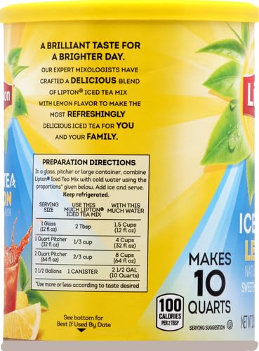 Lipton Lemon Iced Tea Mix  Sweetened  Makes 10 Quarts