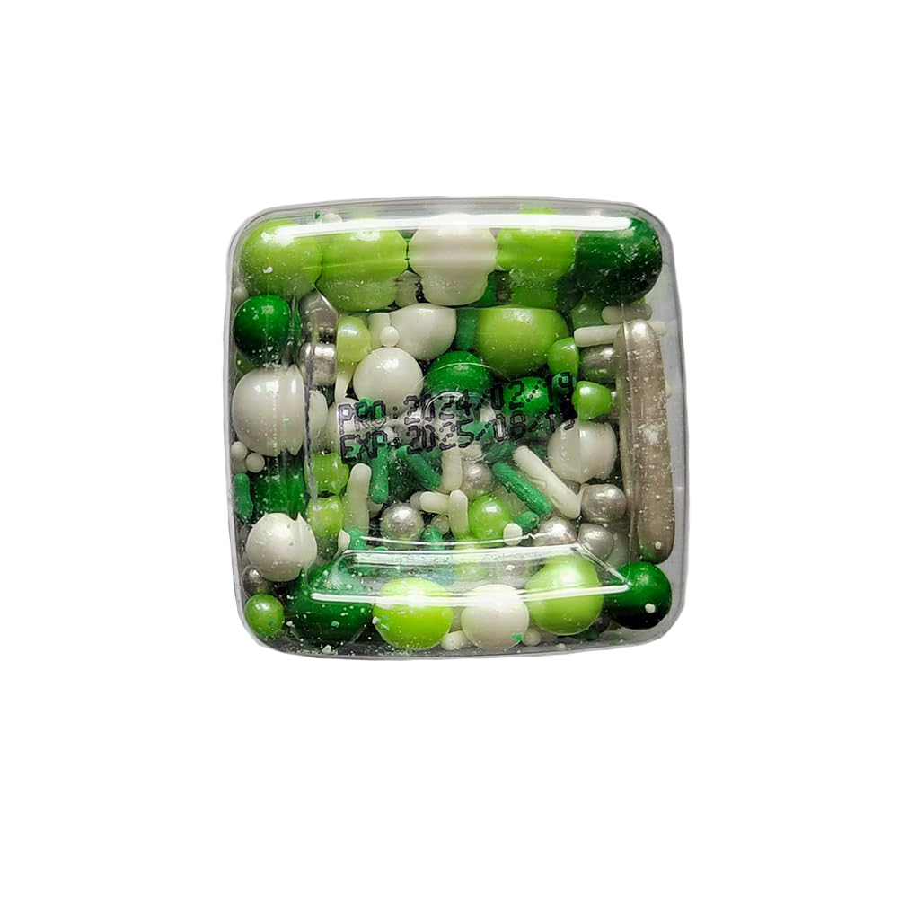Edible Green White Pearl Sugar Sprinkles Candy Mix Size Baking Edible Cake Decorations Cupcake Toppers Cookie Decorating Wedding