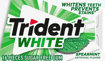 Trident White Spearmint Sugar-Free Gum, 16 Pieces Per Box, Pack Of 9 Boxes