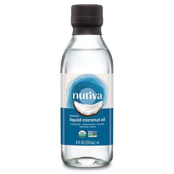 Nutiva Organic Liquid Fractionated Coconut Oil, 8 Oz, USDA Organic, Non-GMO, Vegan, Keto, Paleo, Use for Cooking or Moisturizer 