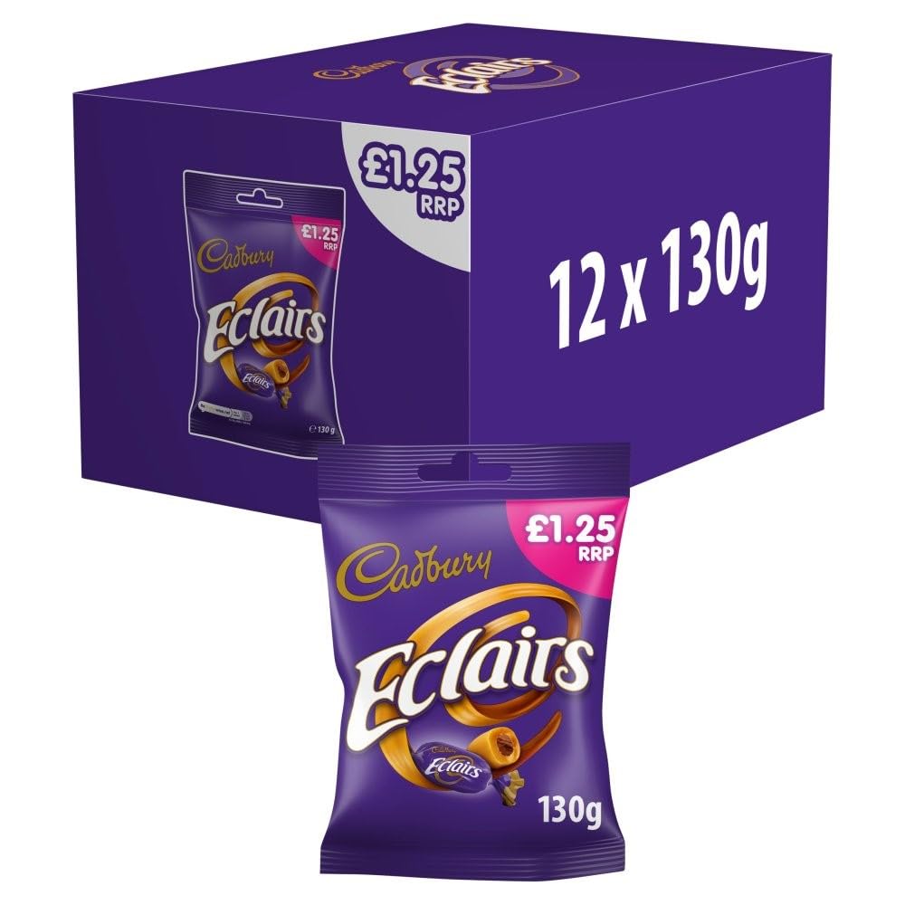 Cadbury Eclairs Chocolate Bag 130g x 12 Bags - Imported from UK/Britain/England