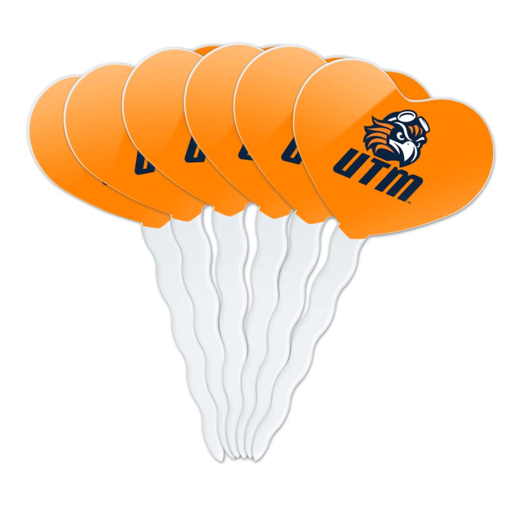 GRAPHICS & MORE Acrylic Cupcake Picks Set of 6 - University of Tennessee Martin Secondary Logo Heart Decoration