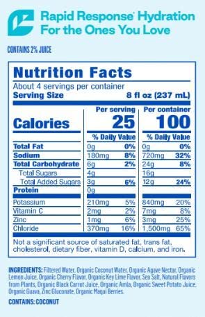 Berri Lyte Electrolytes Hydration Beverages With Coconut Water, Organic & Plant Based Electrolyte, Pediatric Rehydration Drink, Cherry, 1 L, 6 Count