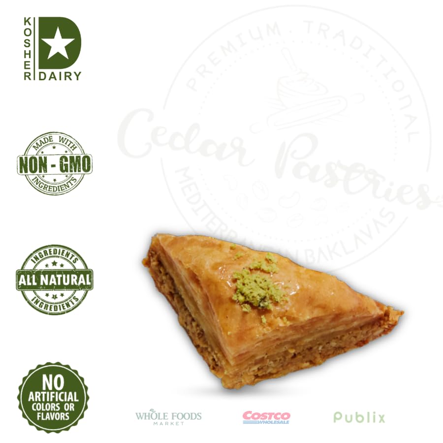 Cedar Pastries 8pc Grab N Go Traditional Triangle Baklavas - Kosher & Halal Mediterranean Dessert Treats
