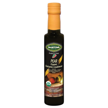 Mantova Organic Pear Balsamic Vinegar, 8.5 Fl Oz, Perfect for Salad Dressing and Cocktails