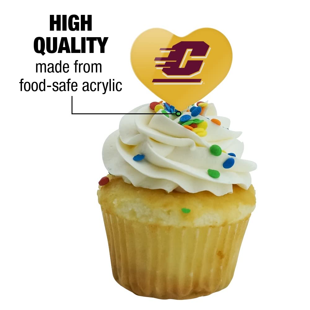 GRAPHICS & MORE Cupcake Picks Set of 6, Heart Decoration, Acrylic, One Size, Central Michigan University