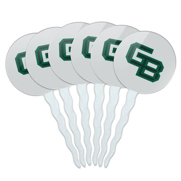University of Wisconsin - Green Bay Secondary Logo Cupcake Picks Toppers Decoration Set of 6