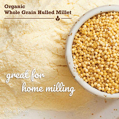 Great River Organic Milling Organic Hulled Millet | Whole Grain Ancient Grain | Gluten-Free, High-Fiber Superfood | Non-GMO, Kos