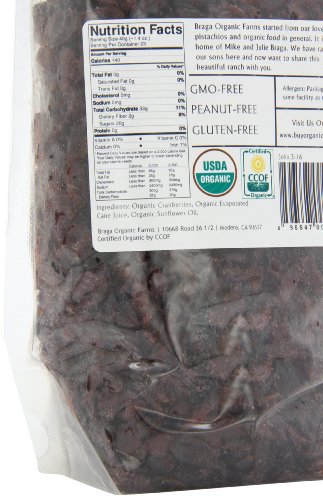 Braga Organic Farms Organic Dried Cranberries, 2 lb. Bag, Non-GMO, Gluten-Free