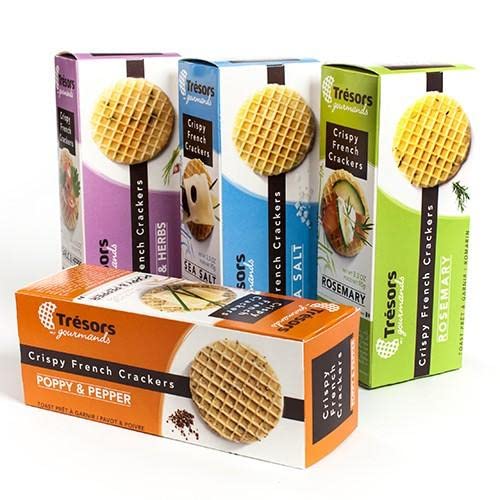 igourmet Crispy French Waffle Crackers - Sea Salt Flavor - 3 Pack - Bite-Sized Snack