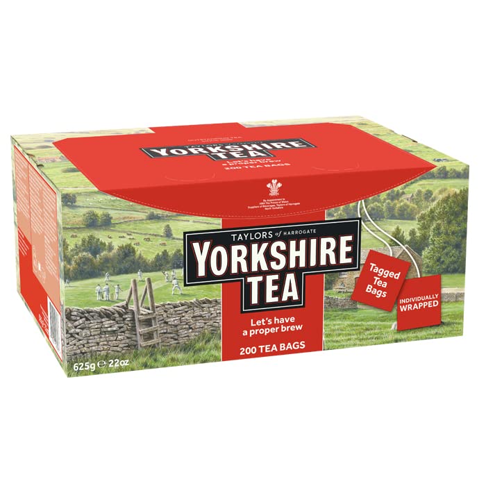 Yorkshire Tea Taylors of Harrogate Wrapped Tea Bags, 200 Count, Pack of 1