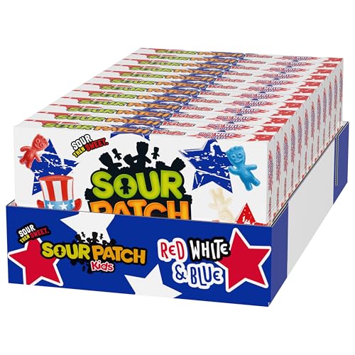 SOUR PATCH KIDS Red, White & Blue Soft & Chewy Candy, Bulk Candy, 12-3.08 oz Boxes